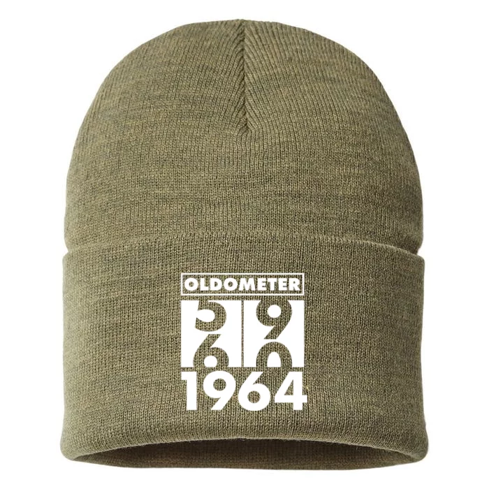 Funny Oldometer Made In 1964 60th Birthday Sustainable Knit Beanie