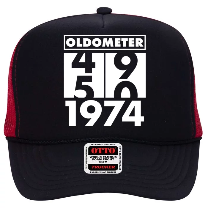 Funny Oldometer Made In 1974 50th Birthday High Crown Mesh Trucker Hat