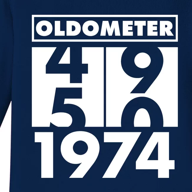 Funny Oldometer Made In 1974 50th Birthday Baby Long Sleeve Bodysuit