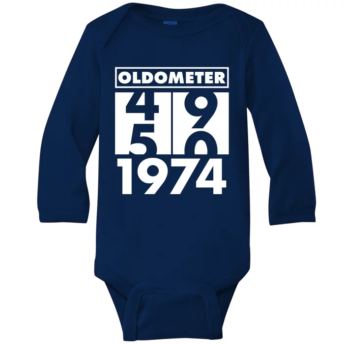 Funny Oldometer Made In 1974 50th Birthday Baby Long Sleeve Bodysuit