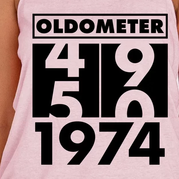 Funny Oldometer Made In 1974 50th Birthday Women's Knotted Racerback Tank