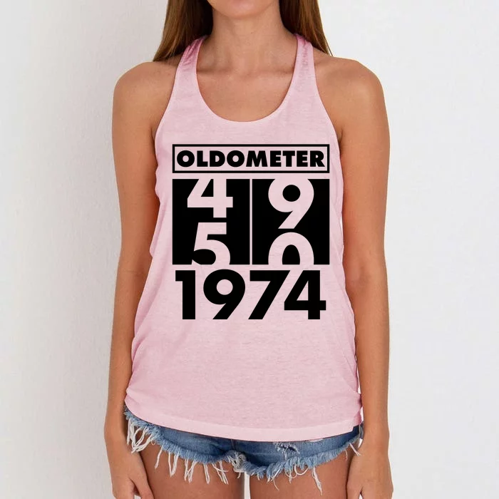 Funny Oldometer Made In 1974 50th Birthday Women's Knotted Racerback Tank