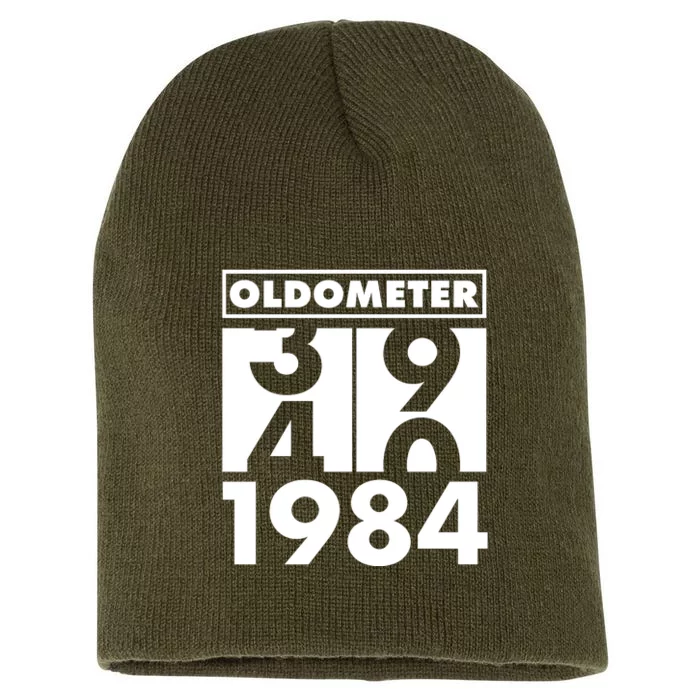 Funny Oldometer Made In 1984 40th Birthday Short Acrylic Beanie