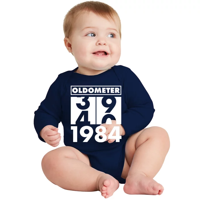 Funny Oldometer Made In 1984 40th Birthday Baby Long Sleeve Bodysuit