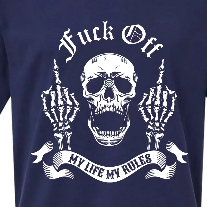 Fuck Off My Life Rules Skull Finger Sueded Cloud Jersey T-Shirt