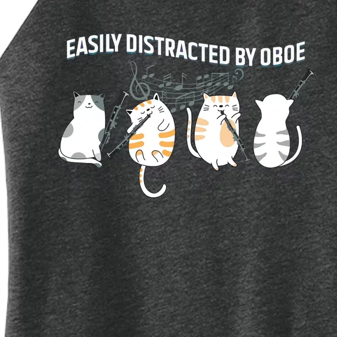 Funny Oboist Music Orchestra Cat Playing Oboe Instrument Women’s Perfect Tri Rocker Tank