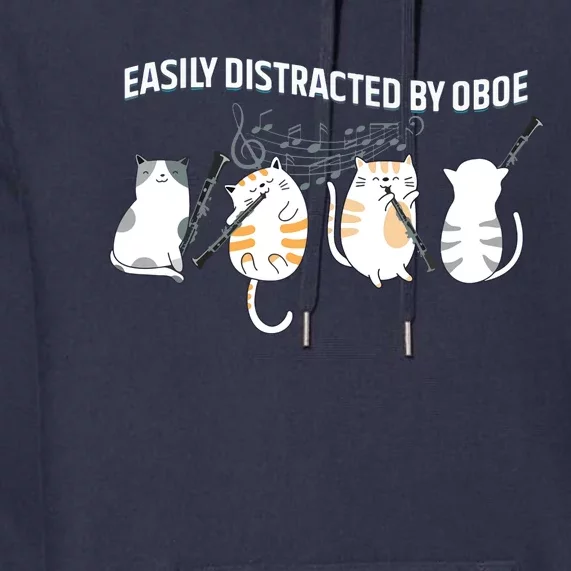 Funny Oboist Music Orchestra Cat Playing Oboe Instrument Premium Hoodie