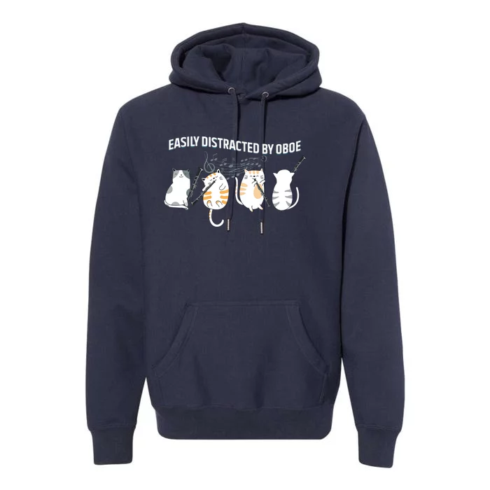 Funny Oboist Music Orchestra Cat Playing Oboe Instrument Premium Hoodie