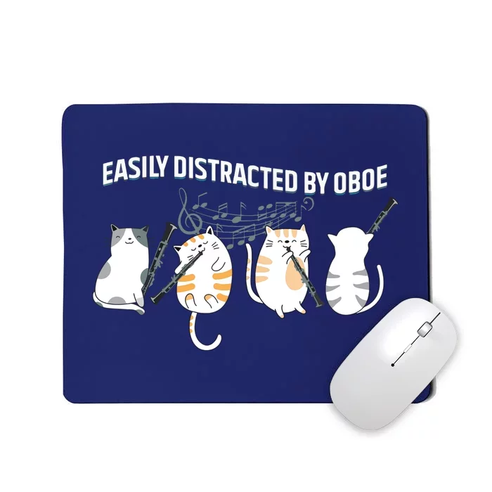 Funny Oboist Music Orchestra Cat Playing Oboe Instrument Mousepad