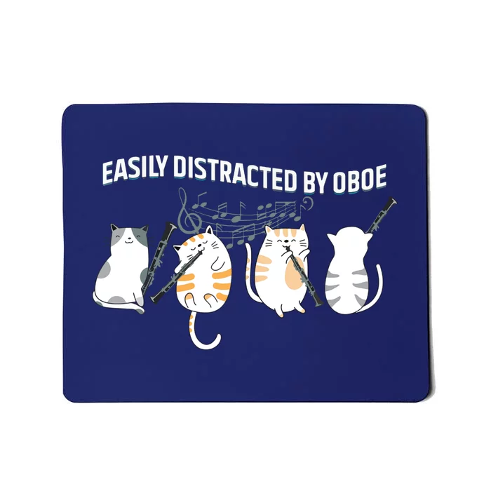 Funny Oboist Music Orchestra Cat Playing Oboe Instrument Mousepad