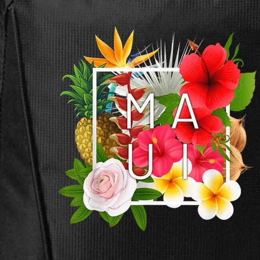 Flowers of Maui Word Art - Hawaiian Island Souvenir City Backpack