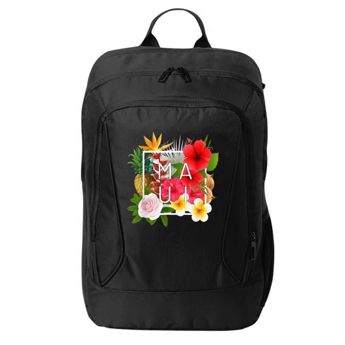 Flowers of Maui Word Art - Hawaiian Island Souvenir City Backpack