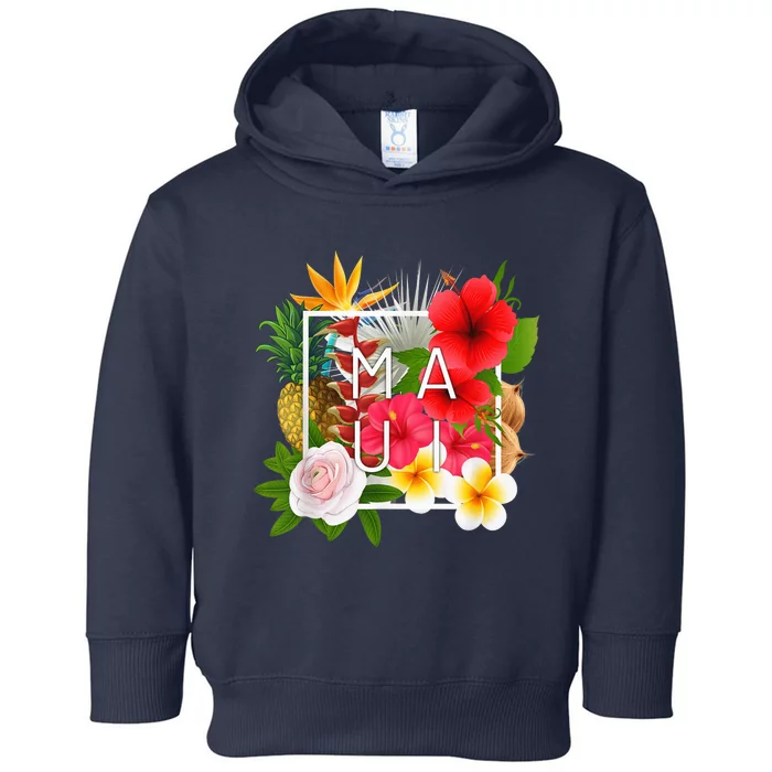 Flowers of Maui Word Art - Hawaiian Island Souvenir Toddler Hoodie