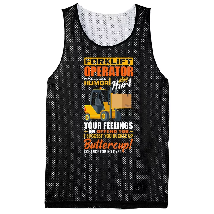 Forklift Operator My Sense Of Humor Funny Forklift Driver Mesh Reversible Basketball Jersey Tank