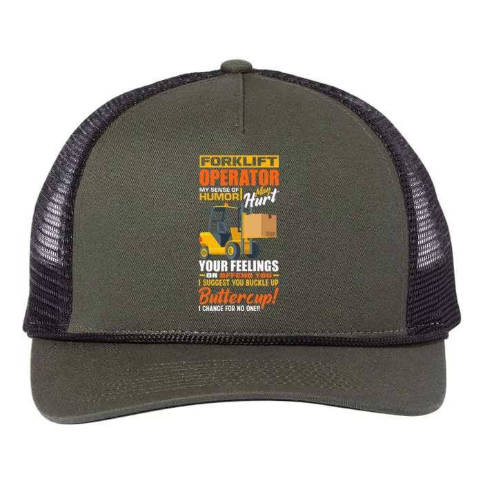 Forklift Operator My Sense Of Humor Funny Forklift Driver Retro Rope Trucker Hat Cap