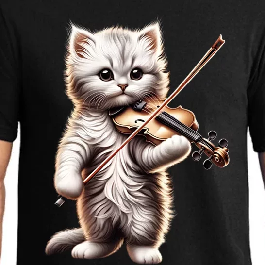 Funny Orchestra Musician Violinist Cute Cat Playing Violin Pajama Set