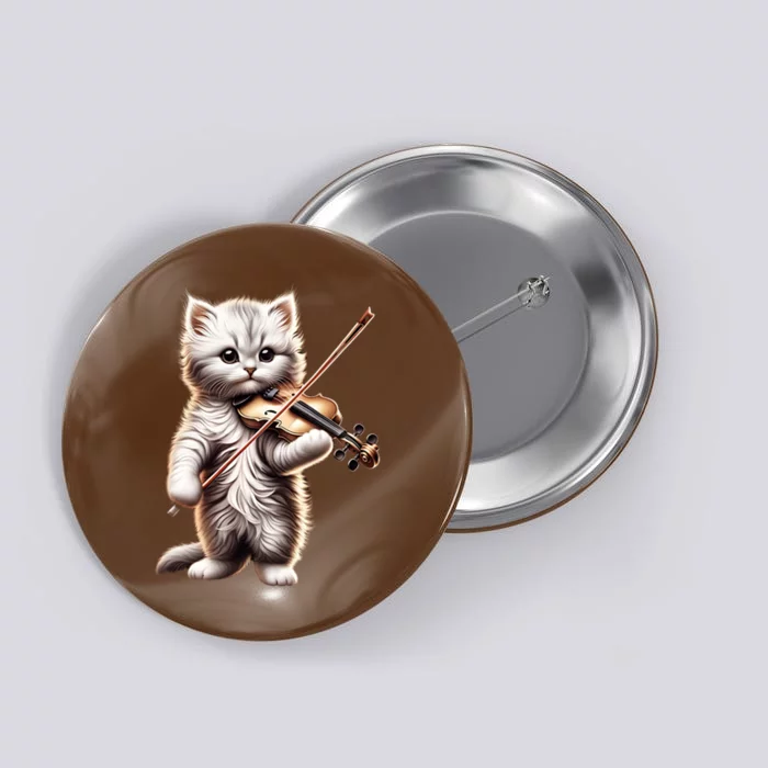 Funny Orchestra Musician Violinist Cute Cat Playing Violin Button