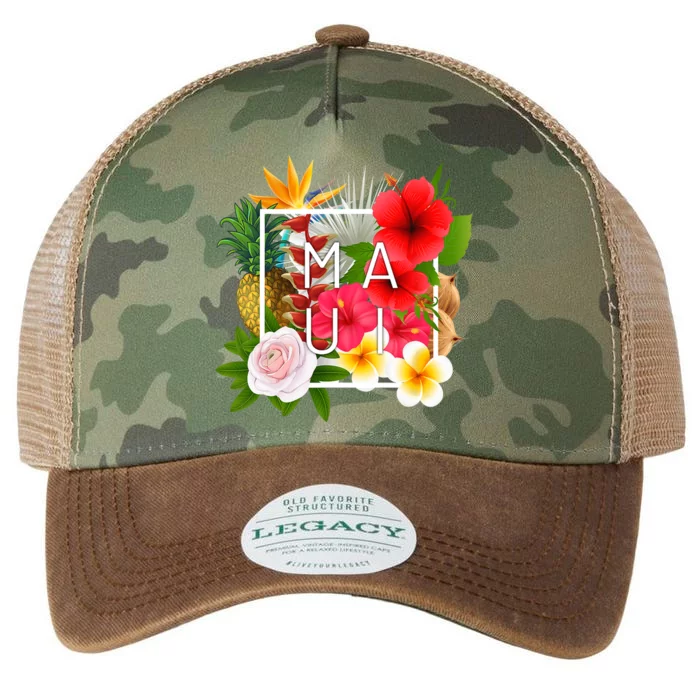 Flowers Of Maui Word Art Hawaiian Island Hawaii Strong Legacy Tie Dye Trucker Hat