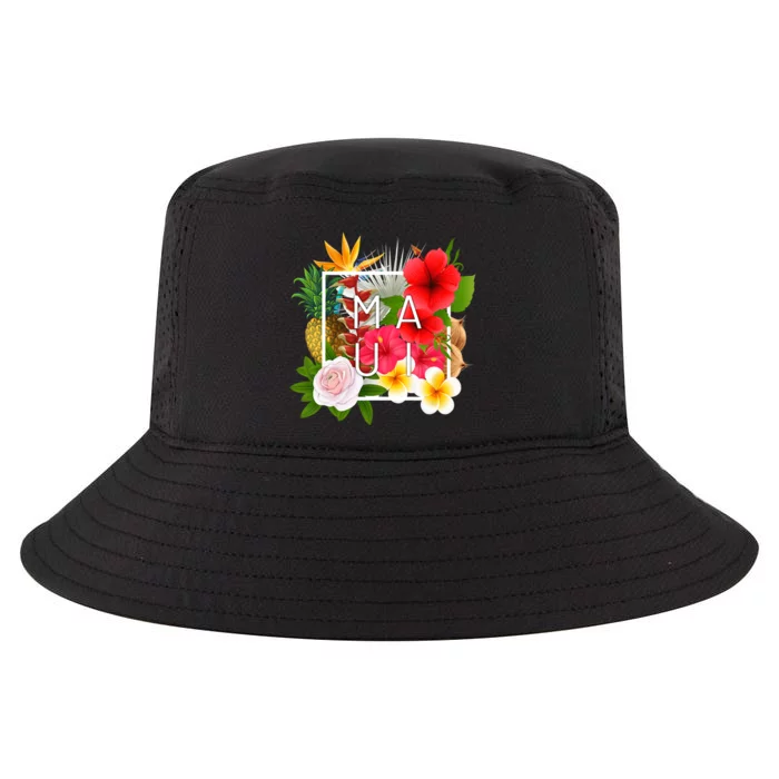 Flowers Of Maui Word Art Hawaiian Island Hawaii Strong Cool Comfort Performance Bucket Hat