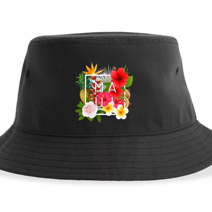 Flowers Of Maui Word Art Hawaiian Island Hawaii Strong Sustainable Bucket Hat