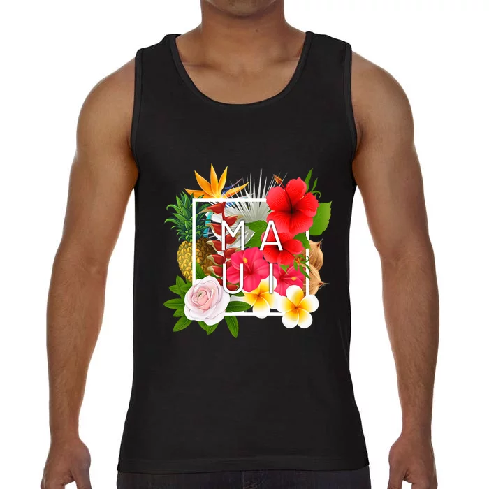 Flowers Of Maui Word Art Hawaiian Island Hawaii Strong Comfort Colors® Tank Top