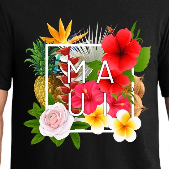 Flowers Of Maui Word Art Hawaiian Island Hawaii Strong Pajama Set