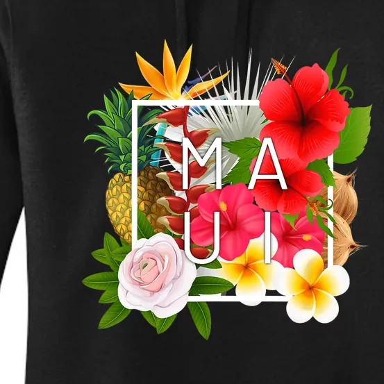 Flowers Of Maui Word Art Hawaiian Island Hawaii Strong Women's Pullover Hoodie