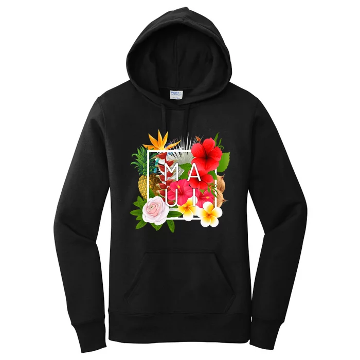 Flowers Of Maui Word Art Hawaiian Island Hawaii Strong Women's Pullover Hoodie