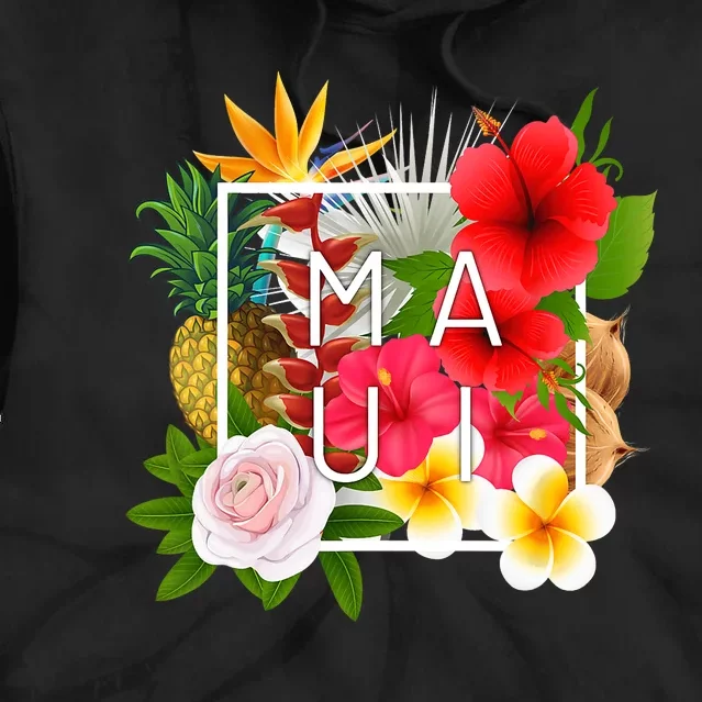 Flowers Of Maui Word Art Hawaiian Island Hawaii Strong Tie Dye Hoodie