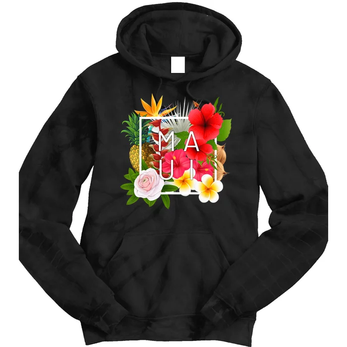 Flowers Of Maui Word Art Hawaiian Island Hawaii Strong Tie Dye Hoodie