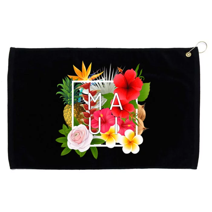 Flowers Of Maui Word Art Hawaiian Island Hawaii Strong Grommeted Golf Towel