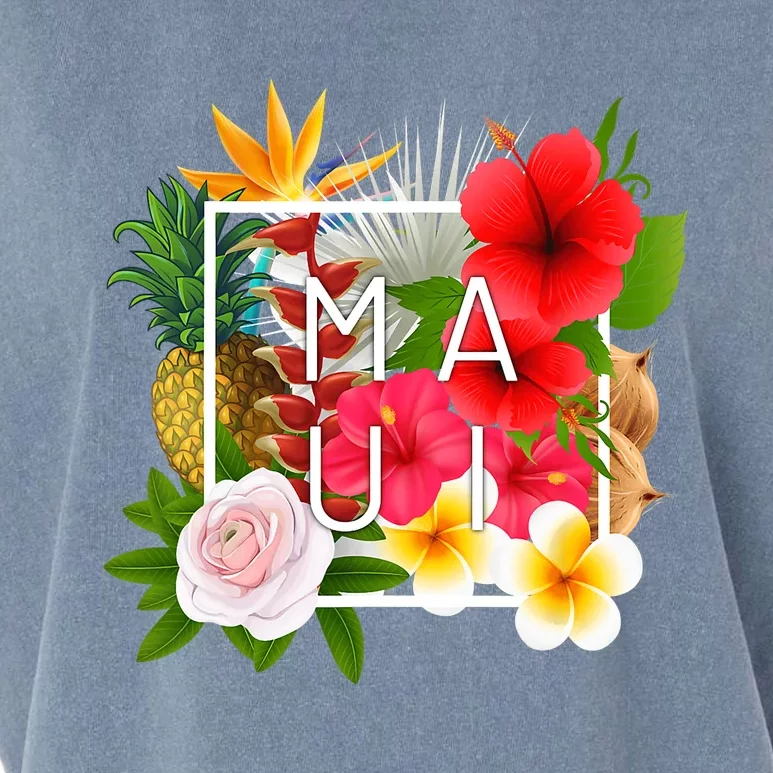 Flowers Of Maui Word Art Hawaiian Island Hawaii Strong Garment-Dyed Women's Muscle Tee