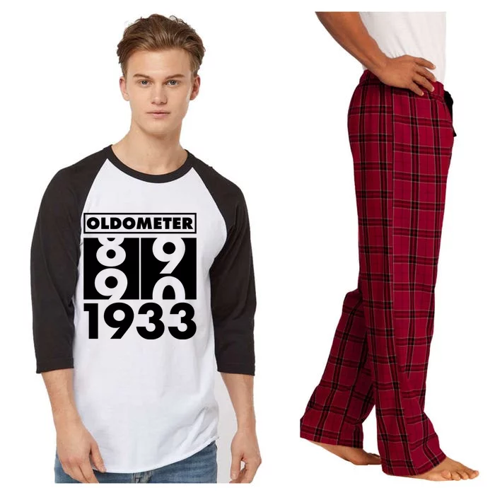 Funny Oldometer Made In 1933 90th Birthday Raglan Sleeve Pajama Set