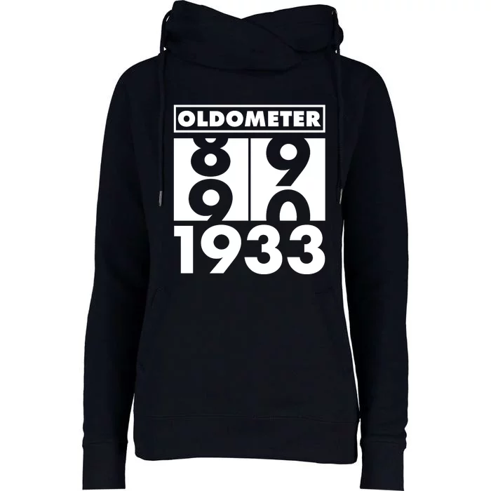 Funny Oldometer Made In 1933 90th Birthday Womens Funnel Neck Pullover Hood