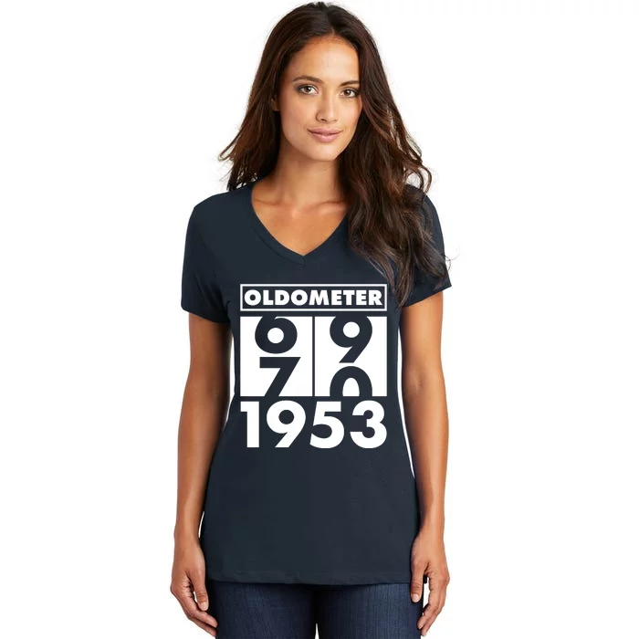 Funny Oldometer Made In 1953 70th Birthday Women's V-Neck T-Shirt