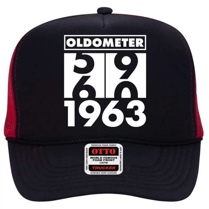 Funny Oldometer Made In 1963 60th Birthday High Crown Mesh Trucker Hat