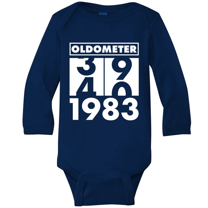 Funny Oldometer Made In 1983 40th Birthday Baby Long Sleeve Bodysuit