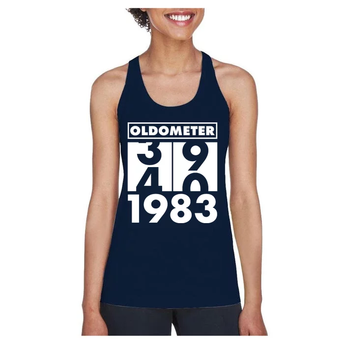 Funny Oldometer Made In 1983 40th Birthday Women's Racerback Tank