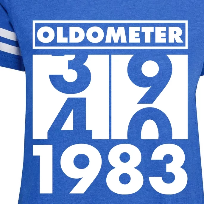 Funny Oldometer Made In 1983 40th Birthday Enza Ladies Jersey Football T-Shirt