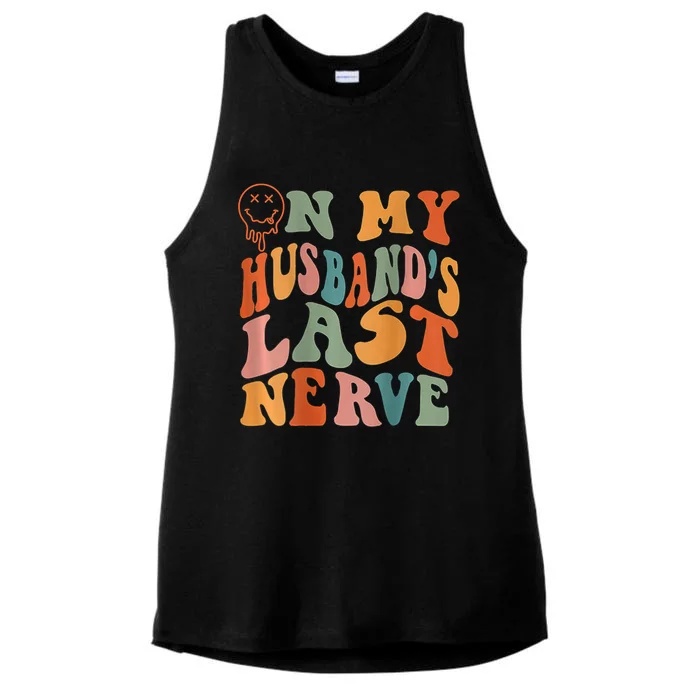 Funny On My Husband's Last Nerve Groovy Ladies Tri-Blend Wicking Tank