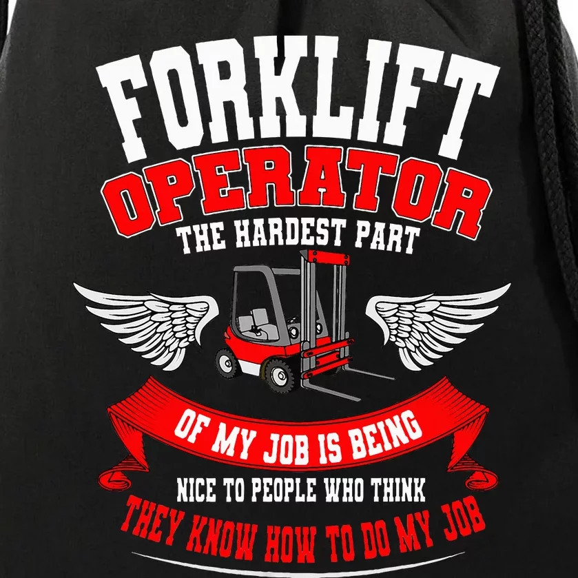 Forklift Operator Material Handler Lift Truck Hardest Job Drawstring Bag