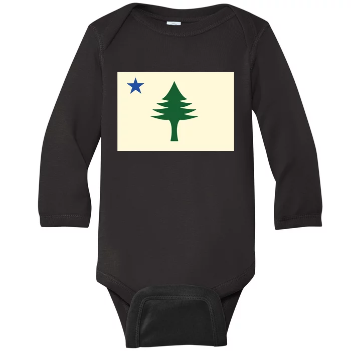 Flag Of Maine 1901 Maine State Flag Pine Tree State Baby Long Sleeve Bodysuit