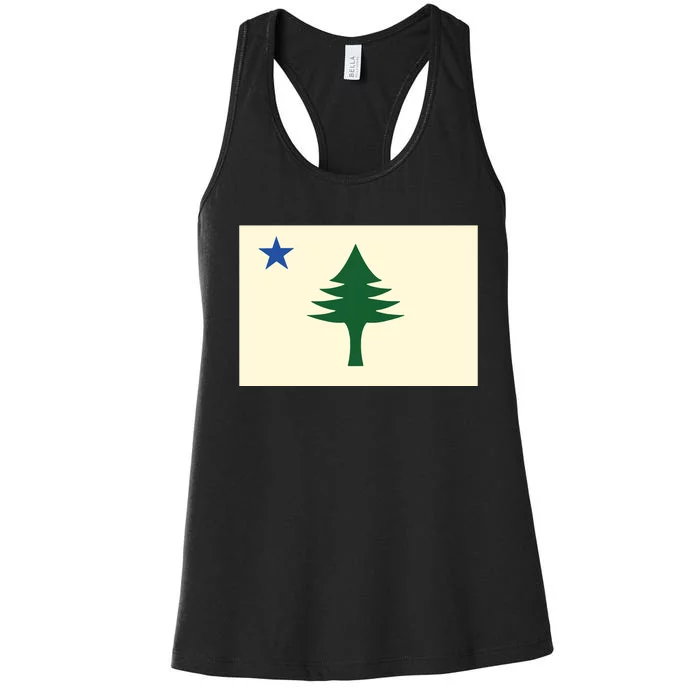 Flag Of Maine 1901 Maine State Flag Pine Tree State Women's Racerback Tank