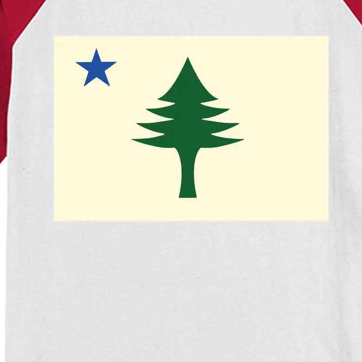 Flag Of Maine 1901 Maine State Flag Pine Tree State Kids Colorblock Raglan Jersey