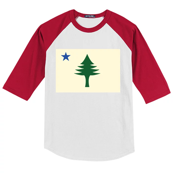 Flag Of Maine 1901 Maine State Flag Pine Tree State Kids Colorblock Raglan Jersey