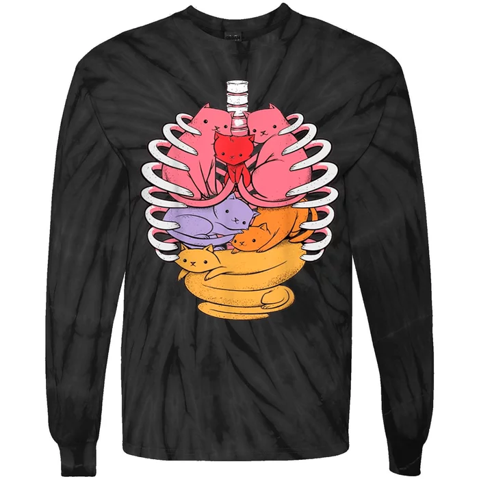 Funny Organs Made Out Of Cats Tie-Dye Long Sleeve Shirt