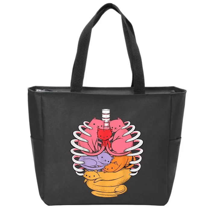 Funny Organs Made Out Of Cats Zip Tote Bag