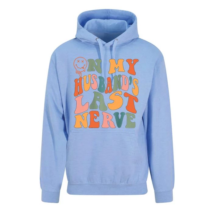 Funny On My Husband's Last Nerve Groovy On Back Unisex Surf Hoodie