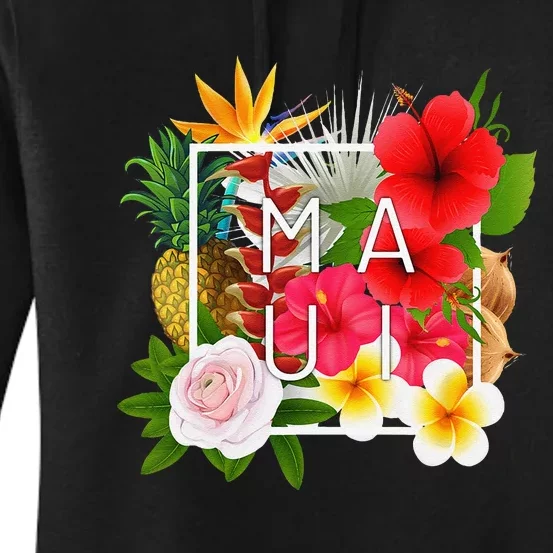 Flowers Of Maui Word Art Hawaiian Island Souvenir Women's Pullover Hoodie