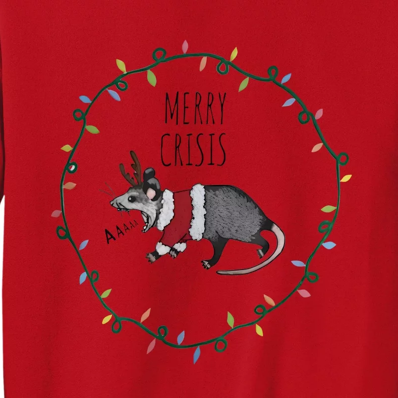 Festive Opossum Merry Crisis Merry Christmas Sweatshirt